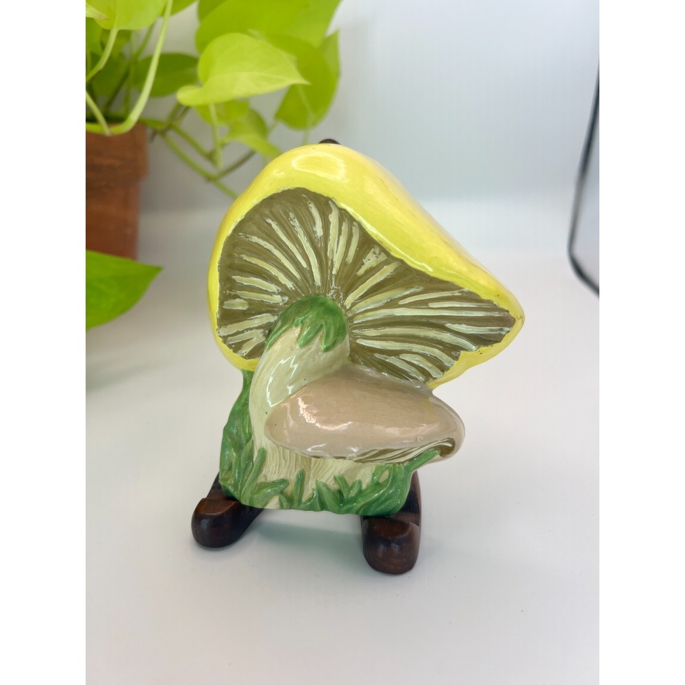 Vintage Duncan Ceramic Mushroom Figurine 1975 Mold Hand Painted 1983